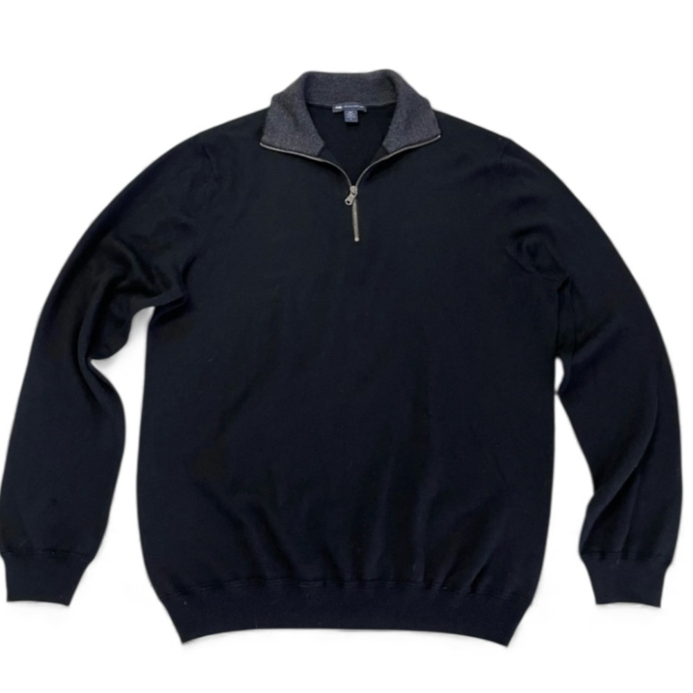 Men’s Gap Extra Fine Merino Wool Black Sweater Size Large